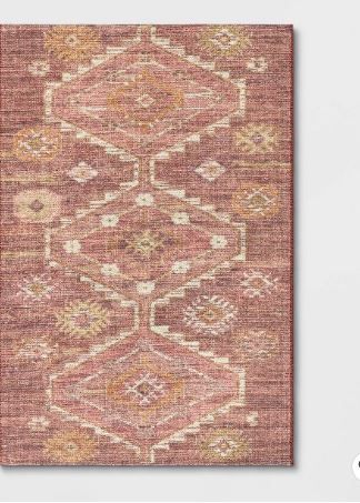 Photo 1 of 4'x6' Southbury Washable Printed Diamond Persian Style Rug Rust - Threshold
