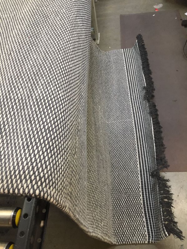 Photo 1 of 5' x 7' Textured Border Stripe Area Rug Railroad Gray - Hearth & Hand with Magno
