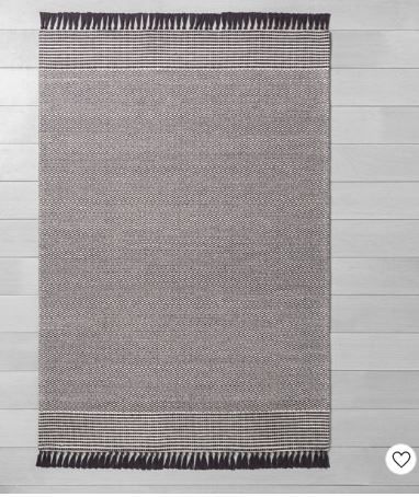 Photo 1 of 5' x 7' Textured Border Stripe Area Rug Railroad Gray - Hearth & Hand with Magno
