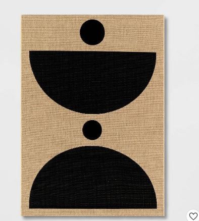 Photo 1 of 5' x 7' Grace Half Circle Indoor/Outdoor Rug Black/Tan - Project 62
