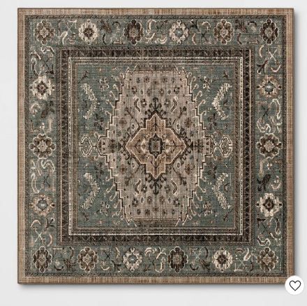 Photo 1 of 8'x8' Square Floral Woven Rug Gray - Threshold
