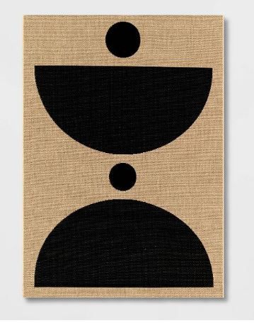 Photo 1 of 5' x 7' Grace Half Circle Indoor/Outdoor Rug Black/Tan - Project 62
