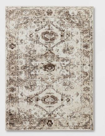 Photo 1 of 7'x10' Companion Distressed Scroll Area Rug Cream - Threshold
