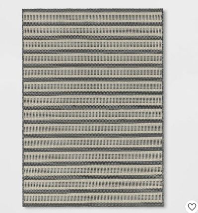 Photo 1 of 5' x 7' Powerloom Stripe Outdoor Rug Sage/Charcoal Gray - Threshold designed wit
