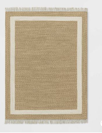 Photo 1 of 5' x 7'' Braided Outdoor Rug with Fringe Neutral/Ivory - Threshold designed with
