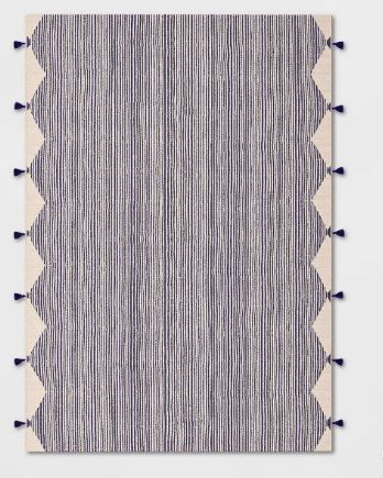 Photo 1 of 7' x 10' Linear Global Stripe Outdoor Rug Navy/Ivory - Project 62
