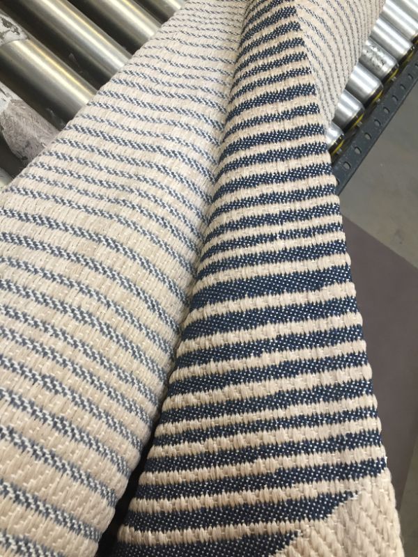 Photo 4 of 7' x 10' Linear Global Stripe Outdoor Rug Navy/Ivory - Project 62
