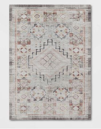 Photo 1 of 5'x7' Distressed Geo Persian Style Rug Blush - Opalhouse
