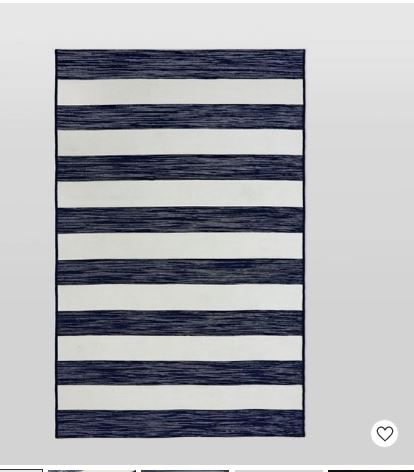 Photo 1 of 4'x6' Outdoor Rug Worn Stripe Navy - Threshold
