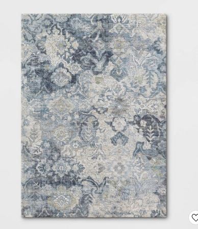 Photo 1 of 5'x7' Judson Distressed Floral Printed Area Rug Blue - Threshold
