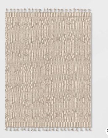 Photo 1 of 7' x 10' Diamond Outdoor Rug with Fringe Ivory/Linen - Threshold designed with S
