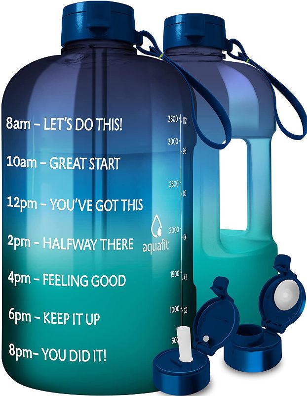 Photo 1 of AQUAFIT 1 Gallon Water Bottle with Straw Motivational Water Bottle Big Water Bottle with Straw One Gallon Water Bottle Water Jug 1 Gallon Water Jug with Time Marker Daily Bottle
