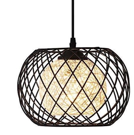 Photo 1 of Industrial-Light Fixture Rustic Ceiling Black Metal Cage Hanging Lights Pendant Lamp
