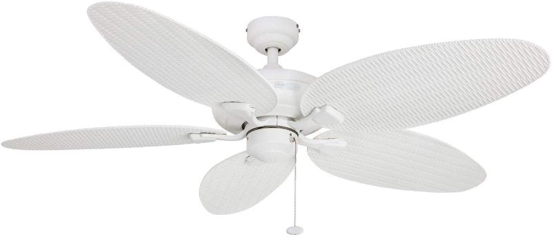 Photo 1 of Honeywell Duval 52-Inch Tropical Ceiling Fan, Five Wet-Rated Wicker Blades, Indoor/Outdoor Damp Rated Fan, White
