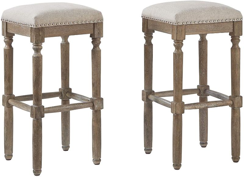 Photo 1 of Ball& Cast Counter Height Barstool Upholstered Counter Stool Taupe 2-Pack 30"H
