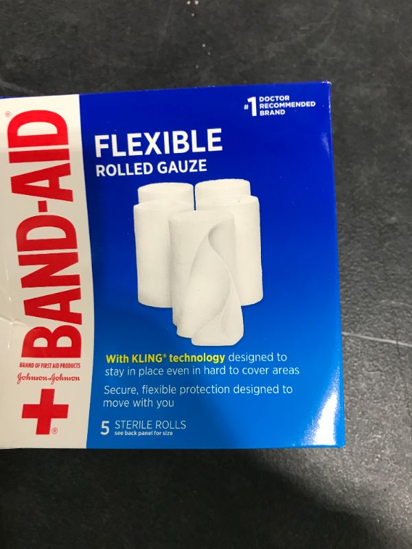 Photo 2 of Band-Aid Brand of First Aid Products Flexible Rolled Gauze Dressing for Minor Wound Care, Soft Padding and Instant Absorption, Sterile Kling Rolls, 4 Inches by 2.1 Yards, Value Pack, 5 ct
