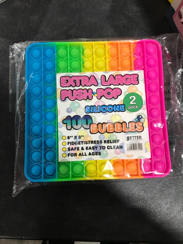 Photo 2 of Silicone Push Pop Extra Large, 100 Bubbles, Sensory Fidget Toy, 8" x 8" Square (10 x 10 Bubbles), Stress Reliever, Hot Neon Bright Colors, by Better Office Products (XL Silicone Pop Toy)
