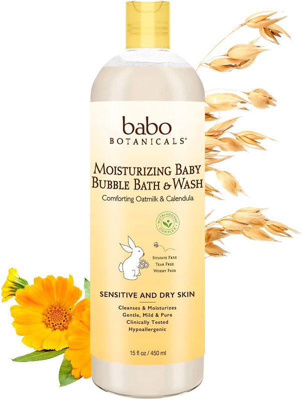 Photo 1 of Babo Botanicals Moisturizing Baby 2-in-1 Bubble Bath & Wash with Natural Oatmilk and Organic Calendula, Oatmilk & Calendula 15 Fl Oz Oatmilk Calendula
