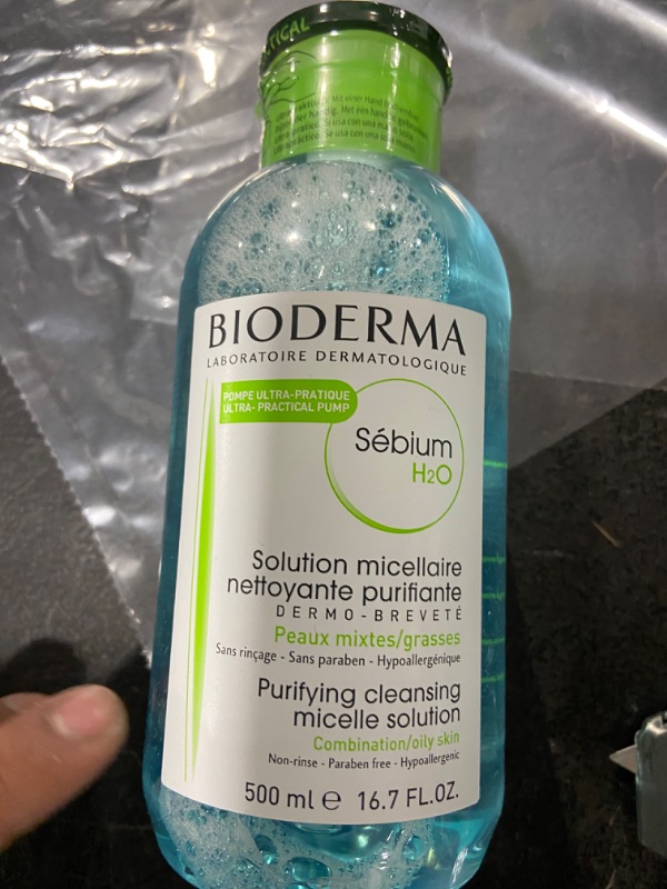 Photo 2 of  Bioderma Sébium H2O Purifying Micellar Cleansing Water and Makeup Removing Solution for Combination to Oily Skin - 16.7 fl.oz.
