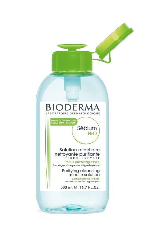 Photo 1 of  Bioderma Sébium H2O Purifying Micellar Cleansing Water and Makeup Removing Solution for Combination to Oily Skin - 16.7 fl.oz.
