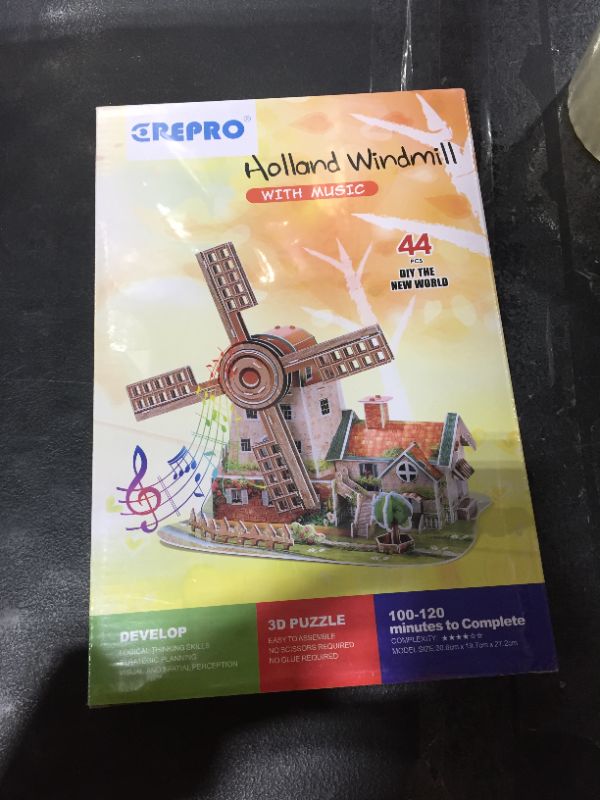 Photo 2 of CREPRO 3D Puzzle for Adults Kids, Holland Windmill 3D Puzzles with Music Box DIY 3D Puzzle Brain Teaser Puzzles for Room Holiday Christmas Decor Birthday Gifts
