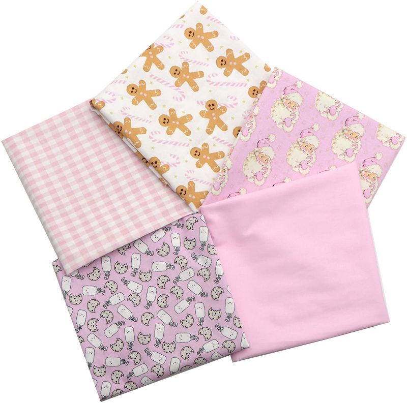 Photo 1 of David accessories 5pcs 50x140cm (19.6 x 55 inch) Christmas Printed Polyester Cotton Fabric Craft Fabric Bundle for DIY Sewing Quilting Crafts (Polyester Cotton)

