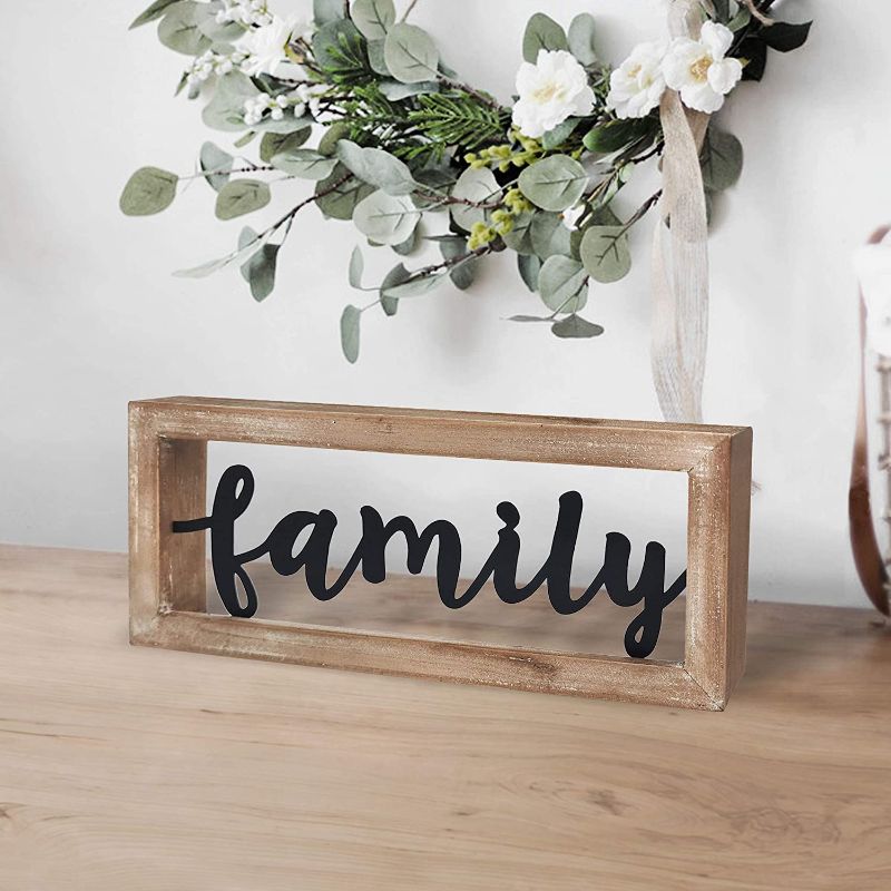 Photo 1 of 10 o'clock Family - 12" X 5.1" Wooden Signs Wall Decor Metal and Wood Framed Sign Modern Farmhouse Wall Hanging Art Family Sign Home Decor
