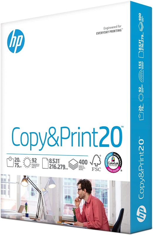 Photo 1 of 2 PACK- hp Printer Paper | 8.5 x 11 Paper | Copy &Print 20 lb | 1 Ream Case - 500 Sheets| 92 Bright | Made in USA - FSC Certified | 200060
