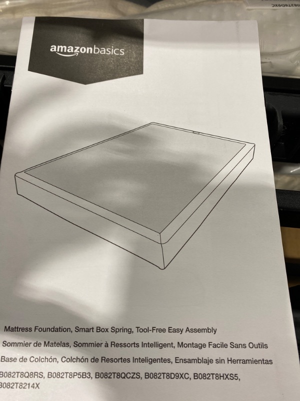 Photo 3 of Amazon Basics Mattress Foundation, Smart Box Spring, Tool-Free Easy Assembly - 7-Inch,Queen & Metal Bed Frame, 9-Leg Base for Box Spring and Mattress - Queen, 79.5 x 60-Inches, Tool-Free Easy Assembly
