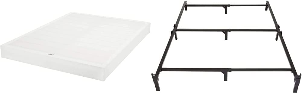 Photo 1 of Amazon Basics Mattress Foundation, Smart Box Spring, Tool-Free Easy Assembly - 7-Inch,Queen & Metal Bed Frame, 9-Leg Base for Box Spring and Mattress - Queen, 79.5 x 60-Inches, Tool-Free Easy Assembly
