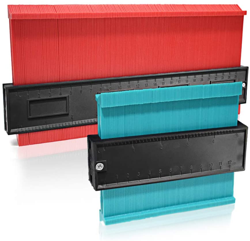Photo 1 of 2 Pack Wider Contour Gauge Profile Gauge Plastic Profile Repeat Gauge Duplicate Irregular Shape Tracking Template Measurement Tool(10 Inch Red , 5 Inch Green)
