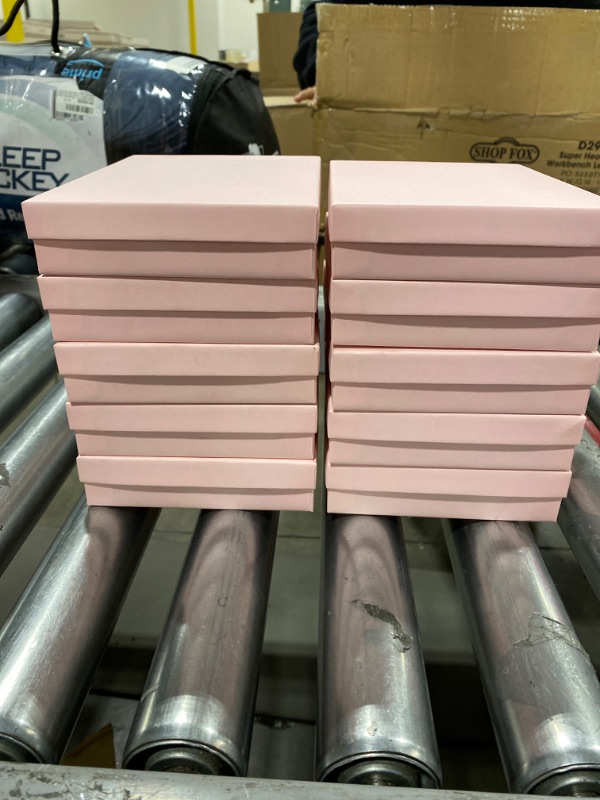 Photo 4 of 10-Pack - Pink Cotton Filled Paper Jewelry Boxes (5 7/16" x 3 15/16" x 1") for Gift Display Shipping & Retail
