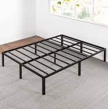 Photo 1 of 14 Inch Metal Platform Beds w/ Heavy Duty Steel Slat Mattress Foundation (No Box Spring Needed), Black
