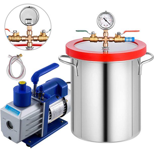 Photo 1 of 5 gallon Vacuum Degassing Chamber Kit Stainless Steel Degassing Chamber Kit 18L Vacuum Chamber Kit with 5 CFM 1/2hp Single-Stage Vacuum