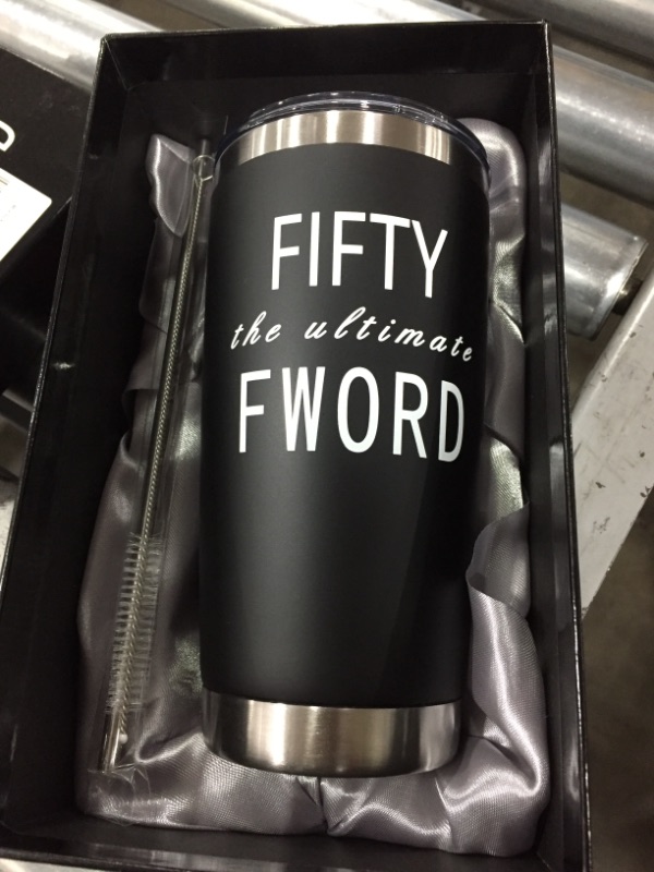 Photo 2 of 50th Birthday Black Edition Tumbler 20oz - Fifty the Ultimate F Word - Funny Sarcastic Birthday Bday Idea 1970 50 Year Old for Mom Dad Husband Wife Men Women
