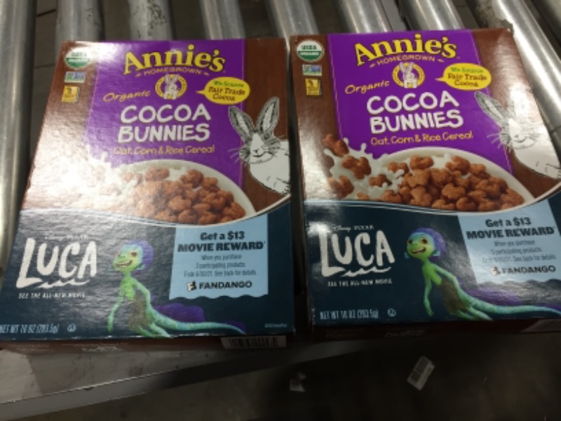 Photo 2 of 2 boxes of Annie's Organic Cocoa Bunnies Breakfast Cereal, 10 oz
**BEST BY: 01/14/2022**