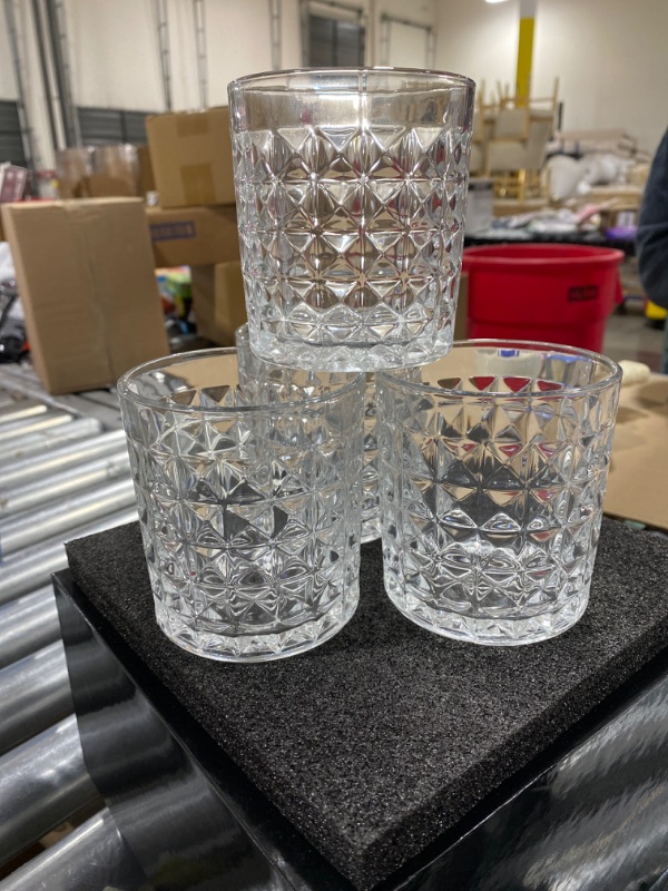 Photo 2 of Crystal Drinking Glasses Set of 4, 11 oz Cocktail Whiskey Glass Tumblers Old Fashioned Home Bar Rocks Glass Set Gift for Men Women (Style 04)
