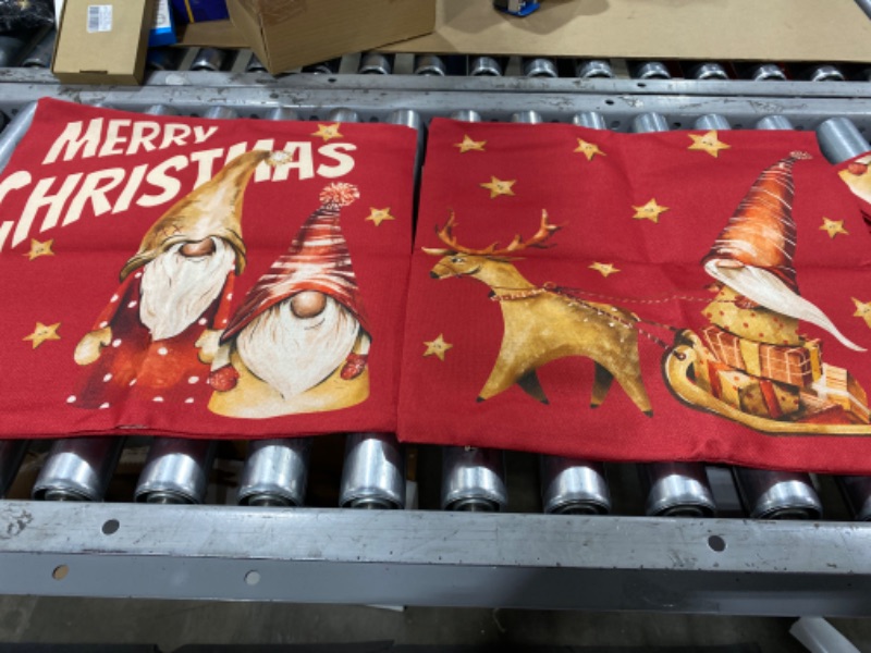 Photo 1 of 4 PCS- Gnome pillow case 18 x 18 inch red