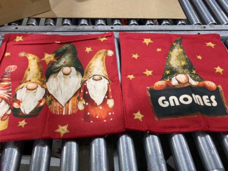 Photo 1 of 4 PCS- Gnome pillow case 18 x 18 inch red