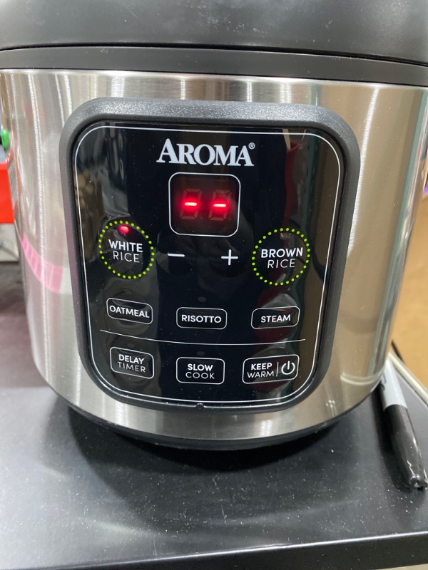 Photo 5 of Aroma Housewares ARC-994SB 2O2O Model Rice & Grain Cooker Slow Cook, Steam, Oatmeal, Risotto, 8-cup cooked/4-cup uncooked/2Qt, Stainless Steel
