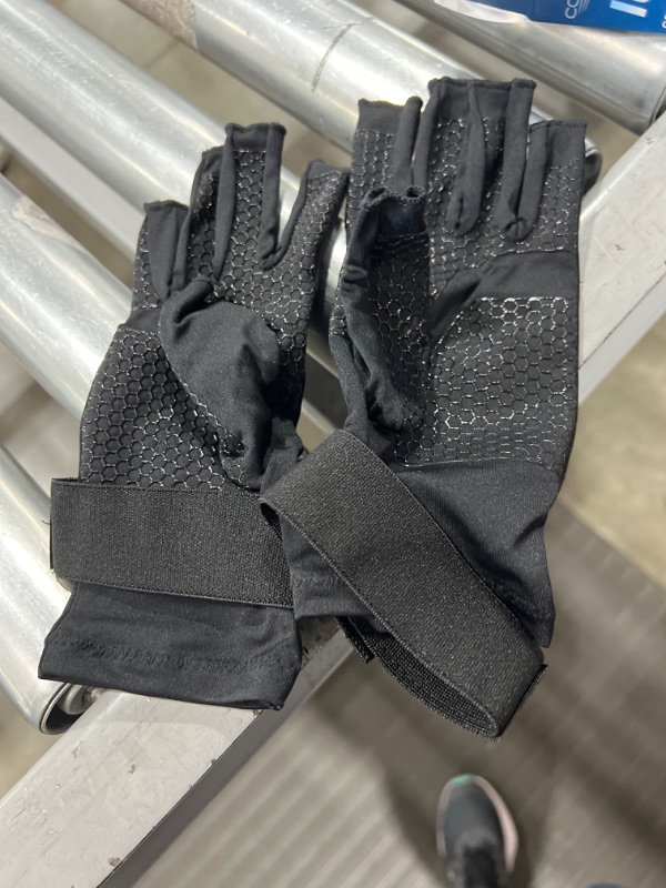 Photo 2 of Copper Fit ICE Compression Gloves Infused with Menthol and Coq10 for Recovery, Black, L/XL