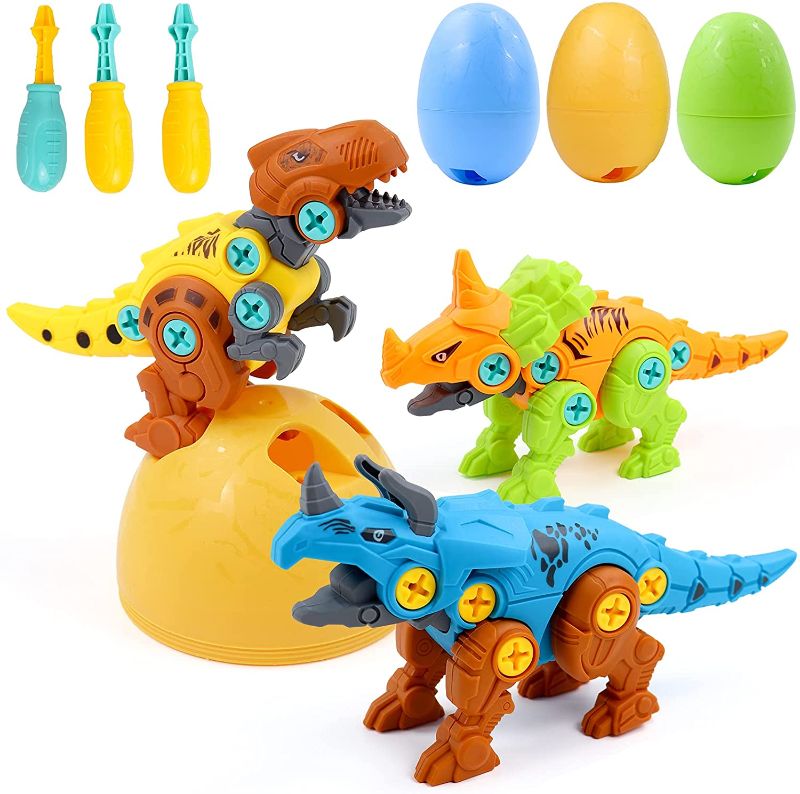 Photo 1 of Take Apart Toys, Dinosaur Toys for Kids 3-5, DIY Building Construction Stem Toy, with Screwdriver Tool Set, Dinosaur Egg Fillers, Dinosaur Party Favors, for Boys Girls Birthday Gifts, Color Random
