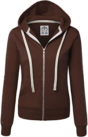 Photo 1 of Lock and Love Women's Active Casual Zip-up Hoodie Jacket Long Sleeve Comfortable Lightweight Sweatshirt, Color: Coffee, Size S
 