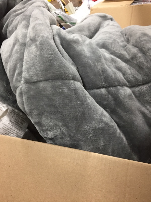 Photo 2 of Amazon Basics Ultra-Soft Micromink Sherpa Comforter Bed Set - Charcoal, Full/Queen

