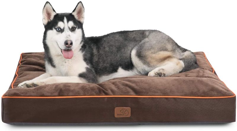 Photo 1 of Bedsure Waterproof Dog Beds for Large Dogs - Up to 75lbs Large Dog Bed with Washable Cover, Pet Bed Mat Pillows, Brown
