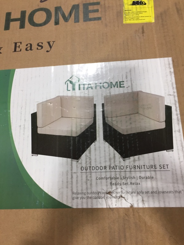 Photo 1 of ***BOX 3 OF 3 ONLY!!!!**** YITAHOME Outdoor Conversation Set Patio Sectional Sofa PE Rattan Wicker Furniture Set Backyard Couch with Table & Cushions for Porch Lawn Garden (Black)
