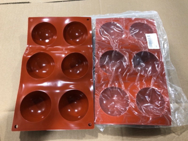 Photo 2 of 4 PACK- 6-Cavity Semi-Slicone Mold/Chocolate Bomb Mold/Round HemispHerical Mold, Used For Cake, Jelly, Pudding, Dome Mousse 
