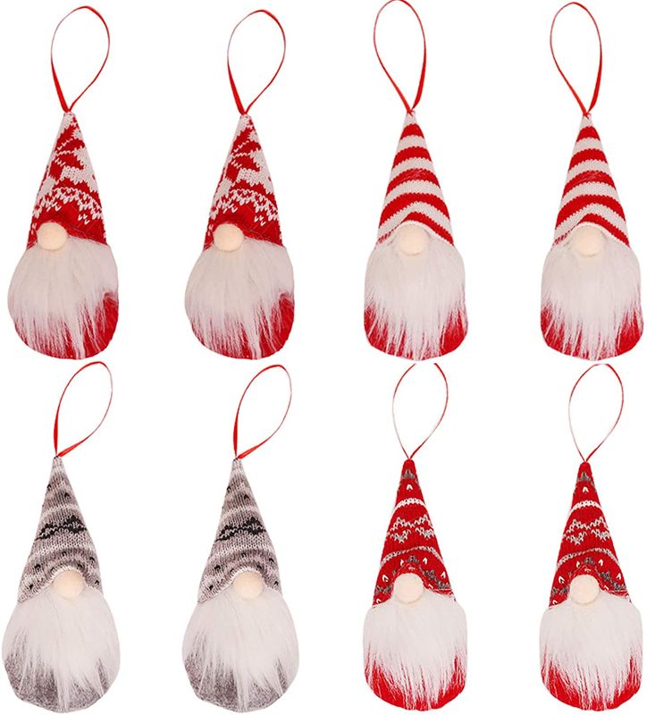 Photo 1 of 2 PACK- Yopay 8 Pack Gnome Christmas Plush Ornaments Set, Hanging Handmade Swedish Tomte Gnomes Plush Scandinavian Santa Elf, Ornaments for Christmas Tree Fireplace Home Decor, 6.3 Inch
