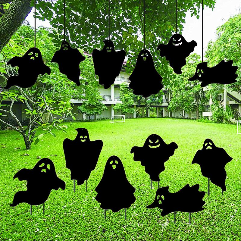 Photo 1 of Firegodzr Halloween Decorations Outdoor,Scary Creepy Ghost Silhouette Yard Stakes - Set of 6,Zombie Vamoire Graves Holiday Waterproof Party Supplies.
