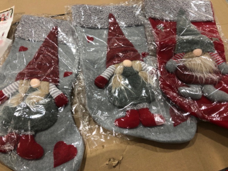 Photo 3 of 18 Inch Christmas Stockings (3 x Stockings) Big Christmas Stocking - Family Pack Xmas Stockings – Hanging Xmas Stockings Christmas Ornaments - Hanging Stockings for Family Holiday Xmas Party
